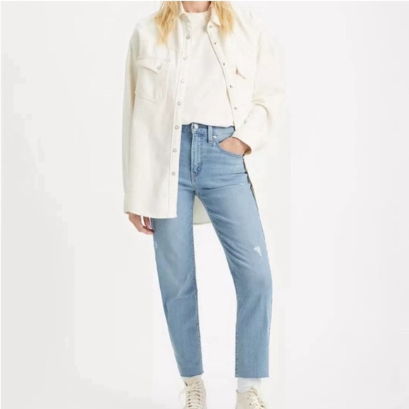Levi’s 724 High Rise Light Wash Slim Straight Raw Hem 16W - Picture 1 of 9